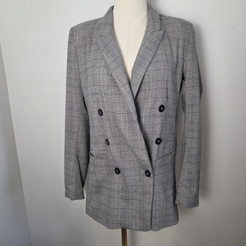 H&M Plaid Double-Breasted Blazer